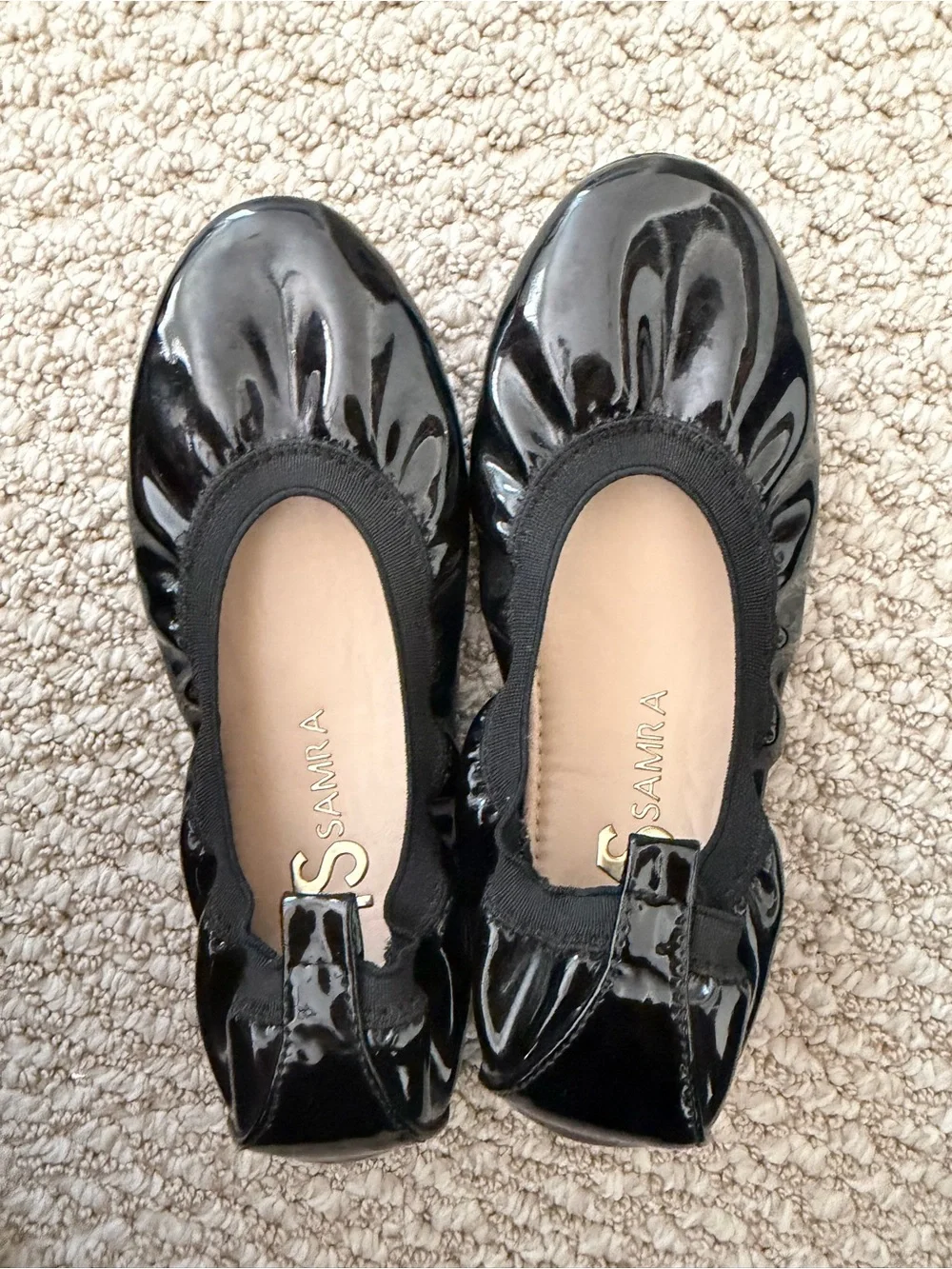 Yosi Samra Girls' Black Patent Moccasin Flats